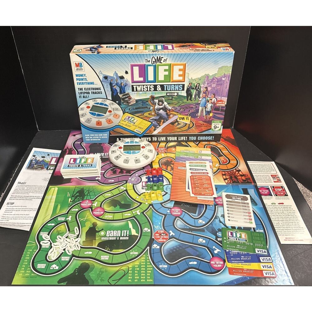 The Game of Life Twists & Turns Milton Bradley Board Game 100% Complete Tested